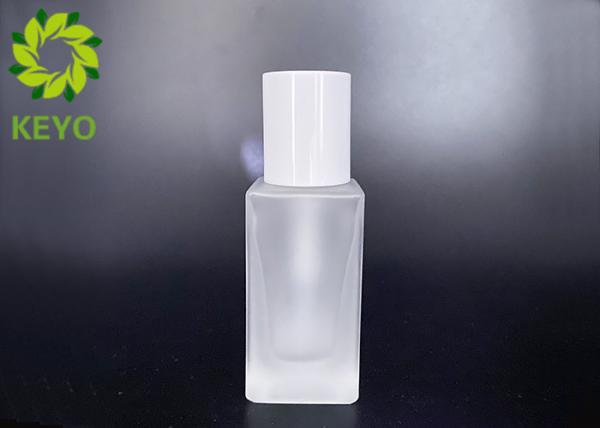 Buy cheap 30ml Frosted Square Glass Foundation Bottle With White Pump And Cap from wholesalers