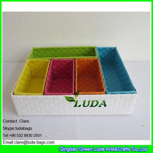 LDKZ-044 Fasion steel frame storage box pp strap woven storage basket for