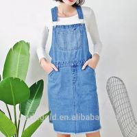 Buy cheap Blue Color Women Denim Dungaree Dress With Frayed Hem OEM Service product