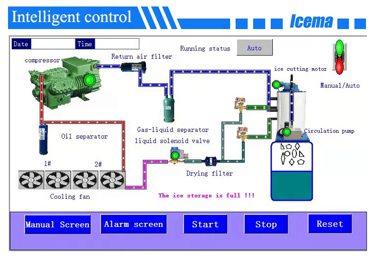 Automatic 20t/H Snowflake Ice Maker Machine For Fresh Seafood Fishery