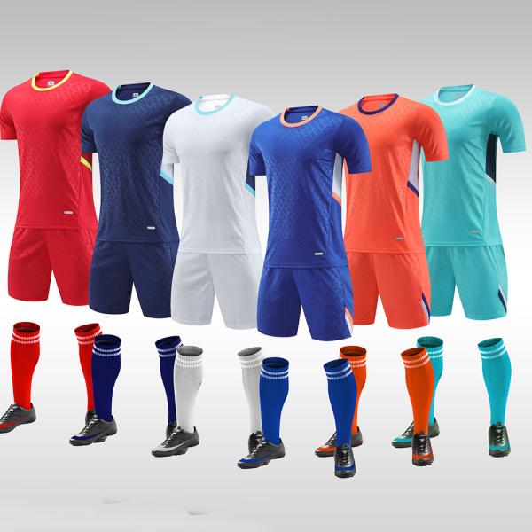 Buy cheap Casual Custom Plain Soccer Jerseys Breathable Blue White Orange Football Jersey Set from wholesalers