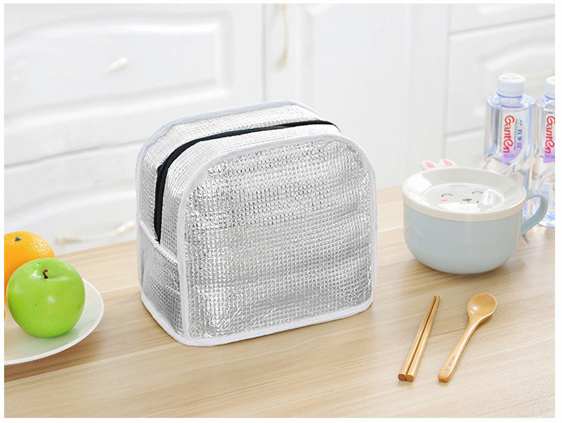 Multi Color Zip Striped Canvas Bento Lunch Bag