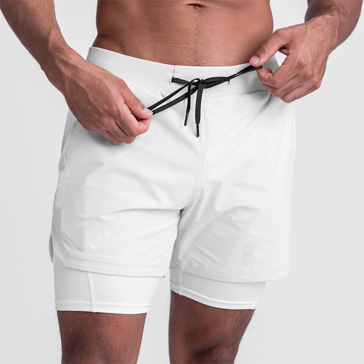 2 In 1 Double Layer Sports Mens Gym Shorts Custom LOGO 5 Inch Fitness Workout Shorts
