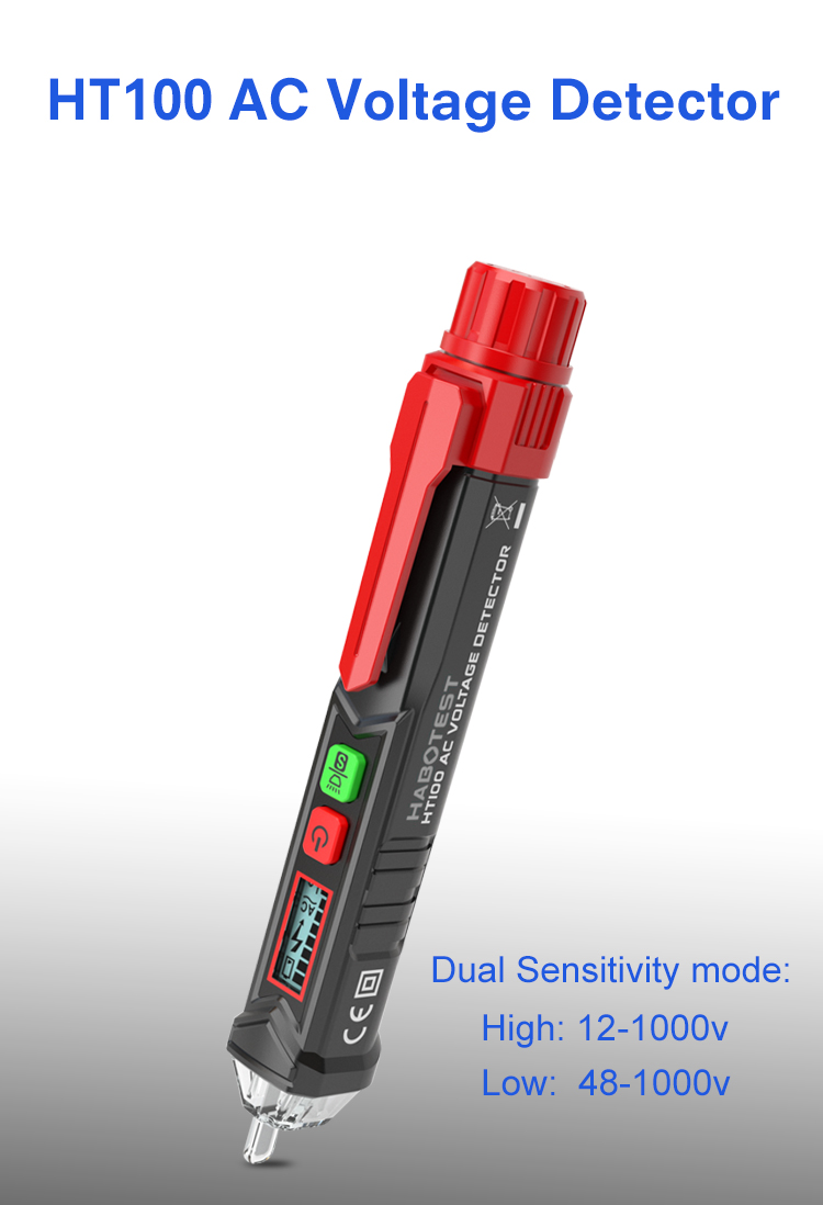 12~1000V Pen Type Voltage Tester Prolate Shape With Dual Sensitivity Mode