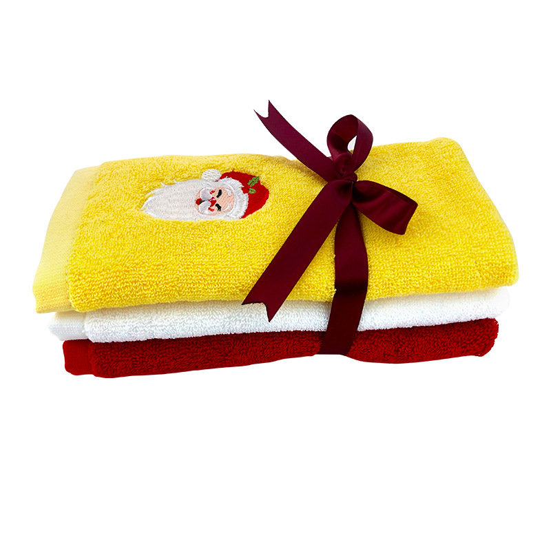 2023 Christmas Towel Gift Set Hypoallergenic Cotton Towels in Gift Box with Embroidery