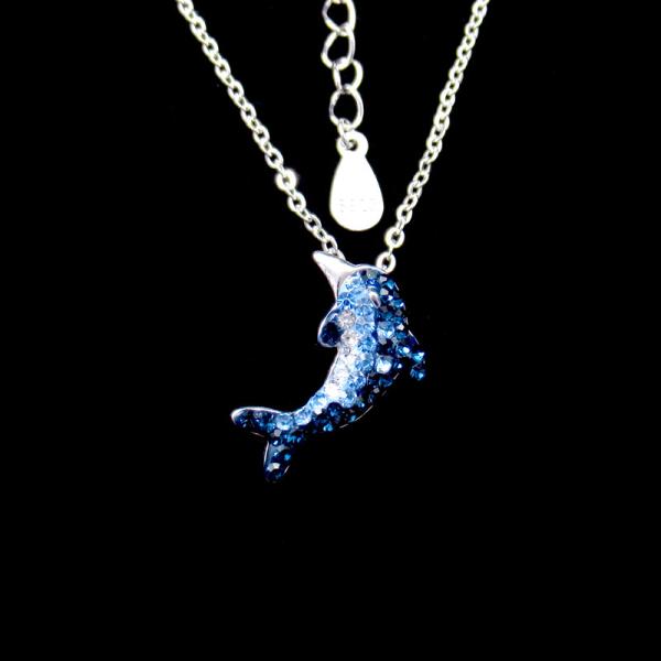 Buy cheap 925 Silver Necklace New Jewellery Design Cute Blue Dolphin Shape Jewelry from wholesalers