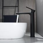 Brass Modern Vessel Single Hole Single Handle Basin Mixer Tap in Matte Black