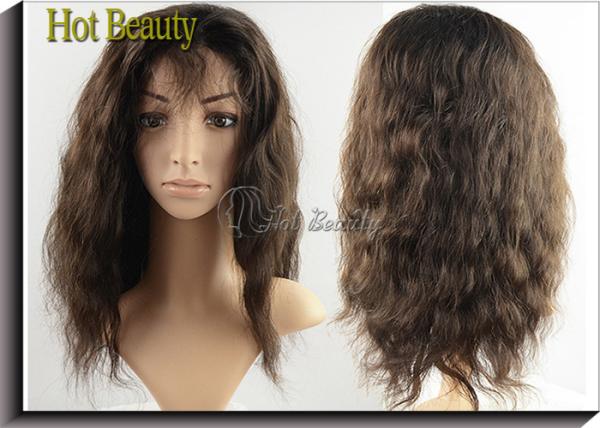 Quality Long Brown Curly Brazilian Human Hair Full Lace Wigs for Thin Hair 120g - 200g for sale