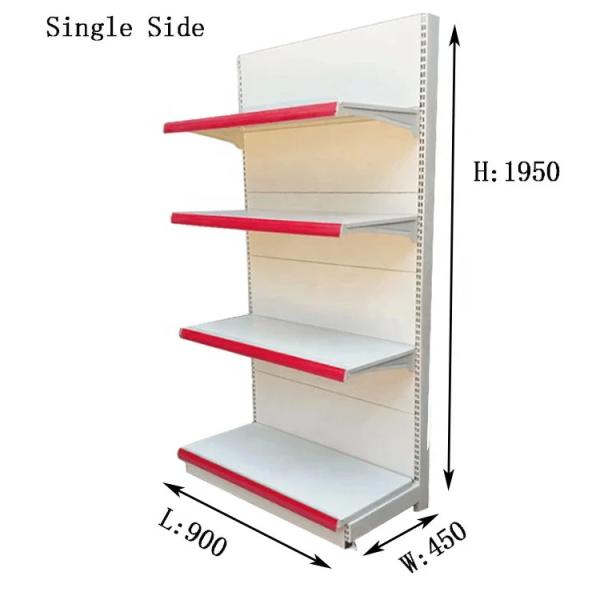 Display Gondola Supermarket Shelf High Quality Fashion White Metallic Steel