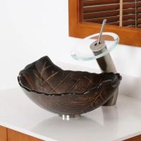 Buy cheap 180mm Leaf Shaped Countertop Wash Basin 12mm Thick Brown Hot Melted And Hand product