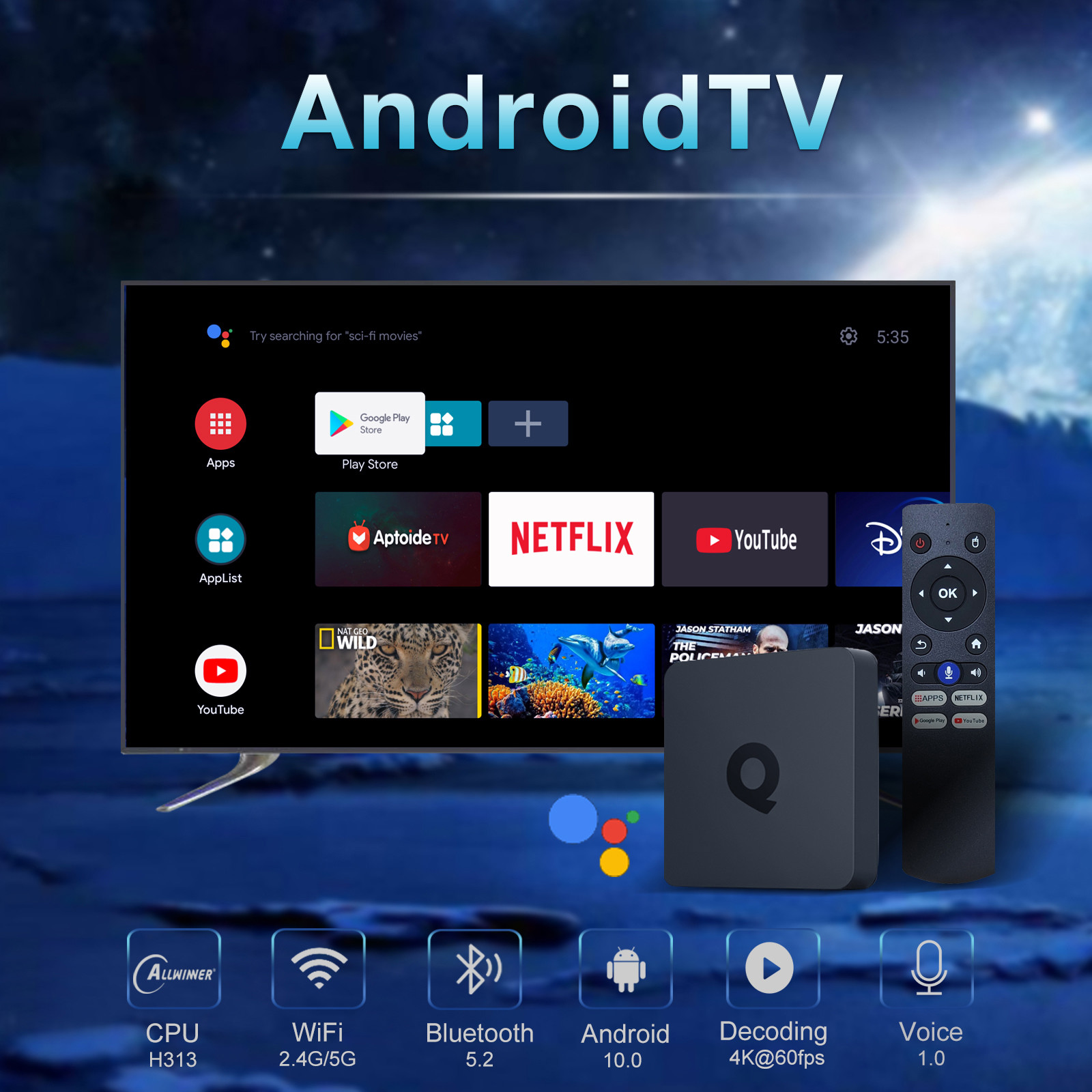 Android 10 H313 North American IPTV 4k Streaming Android TV Box