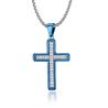 Buy cheap Anniversary Occasion Fashion Cross Pendant Blue Prayer Choker for Men Stainless Steel Necklaces from wholesalers