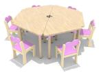 qihang QHD001 Kindergarten children's original wooden table chairs