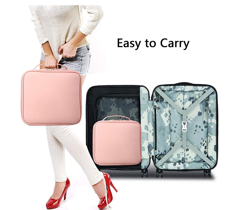 Shake Proof PU Leather Makeup Storage Bag With Eva Dividers