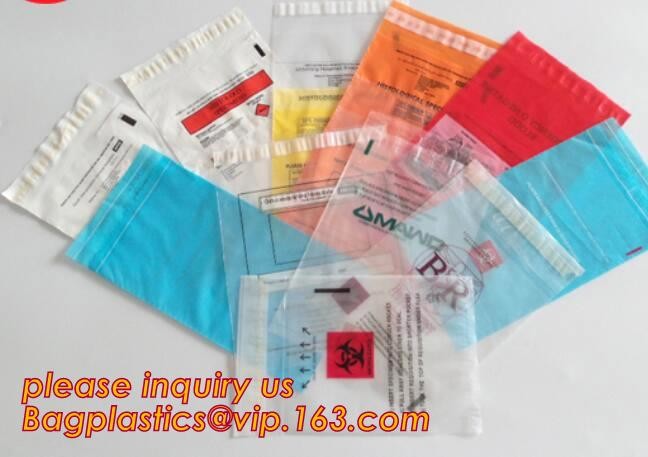 Medical packing k sealing plastic biohazard specimen bag customized pouch, Disposable plastic medical waste specim