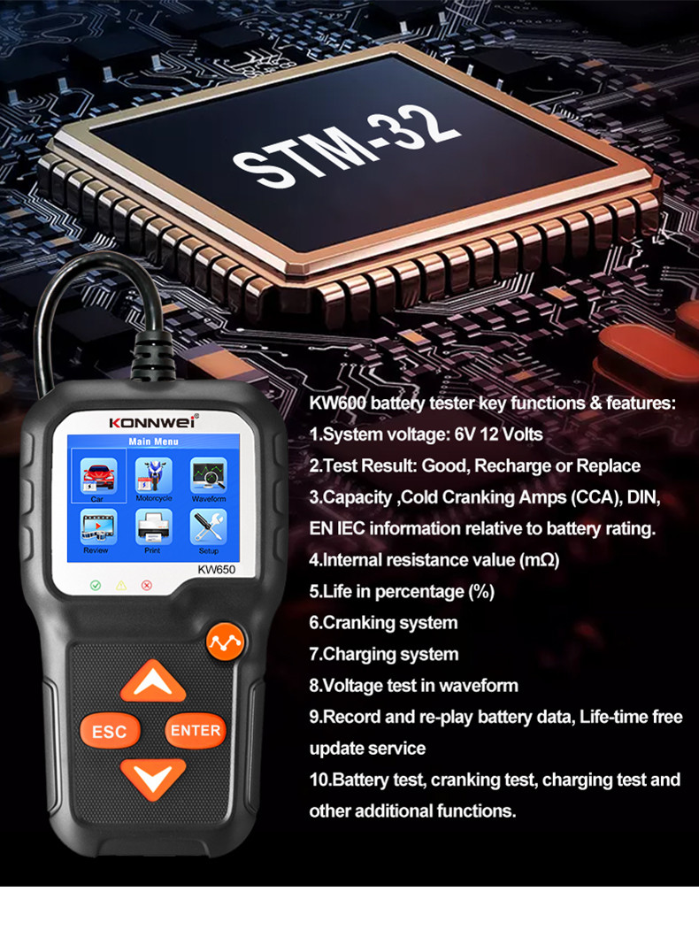 Multi-Languages Vehicle Diagnostic Scanner Battery Tester For All 6-12V Motorcycles in America