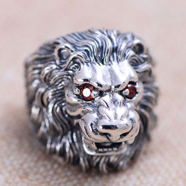 Buy cheap Men Style Lion Heads Design Chunky Black 925 Silver Ring (XH047098W) from wholesalers