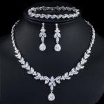 Silver Necklace Jewelry Set Necklace Earrings Jewelry Dainty Bridal Cz Waterdrop