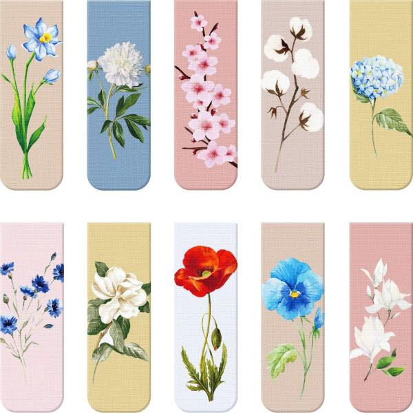 Buy cheap 10pcs Matte Floral Magnetic Bookmark Clips For Students Books Reading from wholesalers