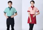 Embroidered Unique Restaurant Uniforms With Single Row Transparent Resin Buttons