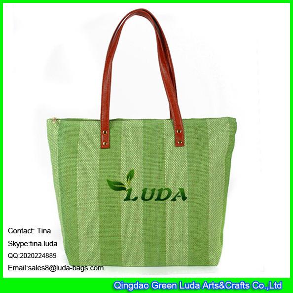 Buy cheap LUDA leather handles paper straw tote bag shopping fashion handbags from wholesalers