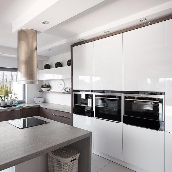 Buy cheap 20mm High Gloss Island Kitchen Cabinets Units With Island Grey Carcase from wholesalers