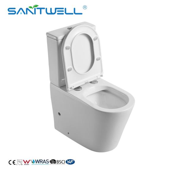 Buy cheap Ceramic Hot Sale Floor Standing WC Two Piece Rimless Close Coupled Toilet from wholesalers
