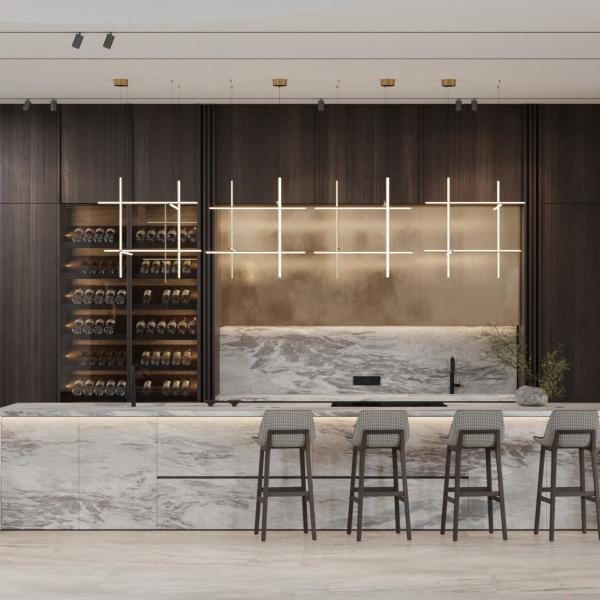 Furniture Manufacturer Modern Design Marble Counter Top Kitchen Restaurant