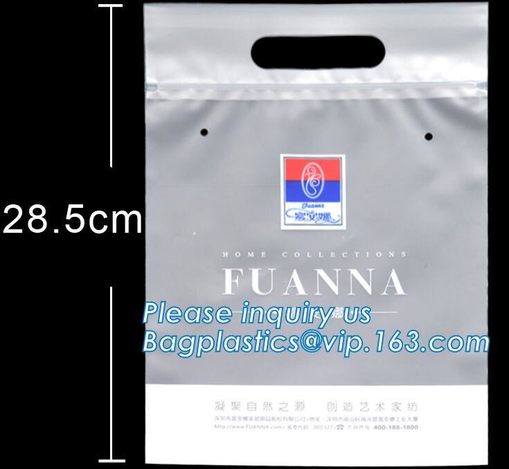 Custom Printed Stand Up Block BottomSoft Loop Handle Plastic Carrier Shopping Bag，Plastic Soft Loop Handle Bag for Shopp