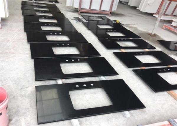 Buy cheap Black Mirror Artificial Quartz Stone Slab Countertop For Kitchen A Grade Pure Black Color from wholesalers