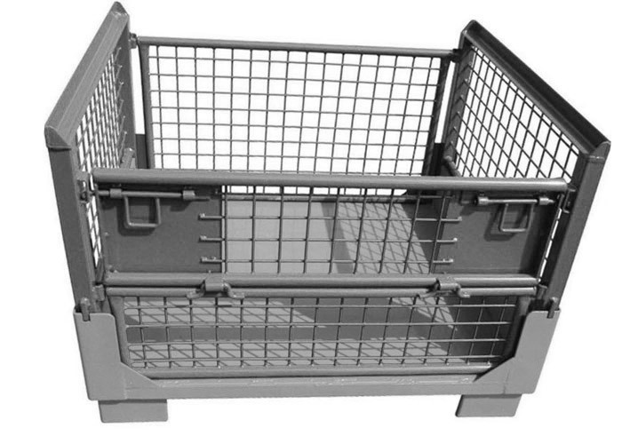 Industrial Mesh Collapsible Pallet Cage Brick Pallet Lifting Cage Four Sided