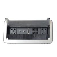 Buy cheap Silver Brush Table Socket Box 5mm Alloy Plate 2 Universal Power Plug product
