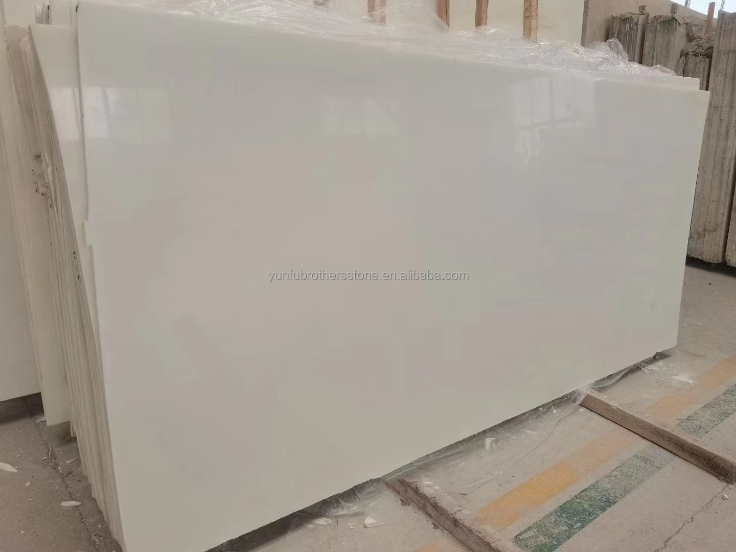 Custom Modern White Onyx Marble Slab for Staircase Dining Table Fireplace Stove Stone