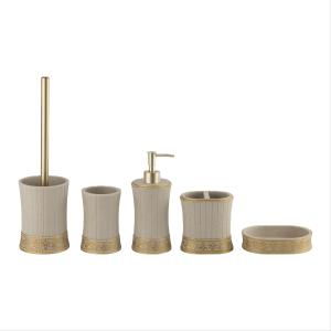 Wholesale Luxury sand Polyresin Bathroom Accessories Five-Piece Set S waist shape from china suppliers