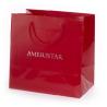 Buy cheap Red Glossy Paper Gift Bag With Nylon Handle Silver Stamping from wholesalers