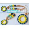Buy cheap wood bead pacifier clip, non-toxic, baby shower gift, dummy holder, amigurumi from wholesalers