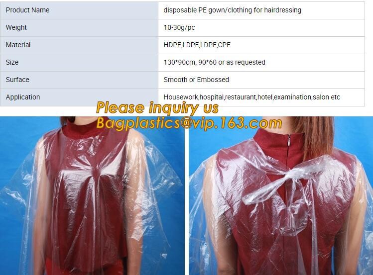 Disposable CPE plastic gown/Plastic coat Elastic cuff/Thumb Cuff,disposable hospital CPE isolation gown /protection gown