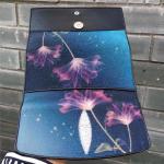 Authentic Stingray Skin Female Long Flower Trifold Wallet Genuine Leather Lady