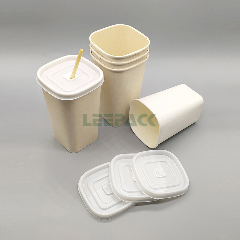 12/16/22oz Disposable square paper cup single PE coated hot paper cup ,for drinking ,coffee or snack
