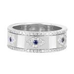 Blue Sapphire White CZ Eye Women Eternity Band Brass Eternity Ring For Women