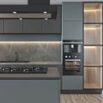 HPDL 200mm Blue And Pink PVC Island Kitchen Cabinets Pvc Modular