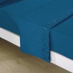 Ready to Ship Luxury Scroll Flowers Embroidery Bed Sheet in Soft Brushed