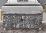 Crush Diamond Silver Crushed Velvet Ottoman Foldable Ottoman Storage Box