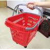 Buy cheap Red Rolling Plastic Shopping Trolley Basket / Portable Storage Basket With Wheels from wholesalers