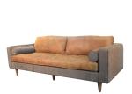 L224cm Three Seater Leather Couch Vintage Leather Sofas For Hotel Office