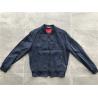 Buy cheap Navy Linen Jacket Short Trench Coat Men With Rib Collar And Gunmetal Zip from wholesalers