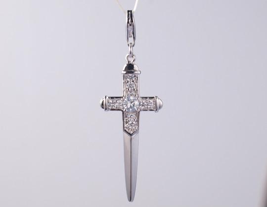 Buy cheap 925 Sterling Silver Dagger Pendant With Shimmering Cubic Zirconia Stones from wholesalers