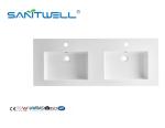 SWME-1200 Wholesale Sanitary Ware Double Hand Stone Resin Basins Glossy White