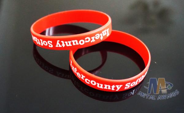 Buy cheap Personalized Red Custom Plastic Bracelets PVC Bracelet 2D Design OEM Available from wholesalers