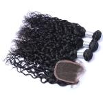 100% Peruvian Human Hair Extensions With 4x4 Virgin Hair Lace Closure